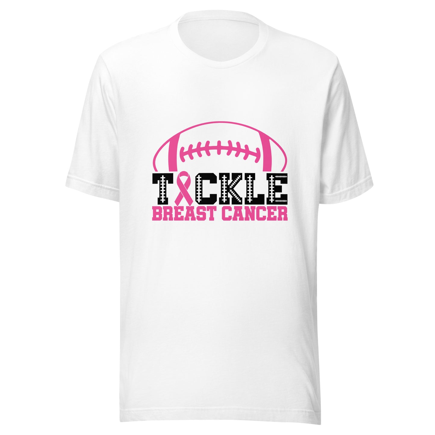 Tackle Breast Cancer Football Sport Awareness Support Pink Ribbon Unisex T-shirt