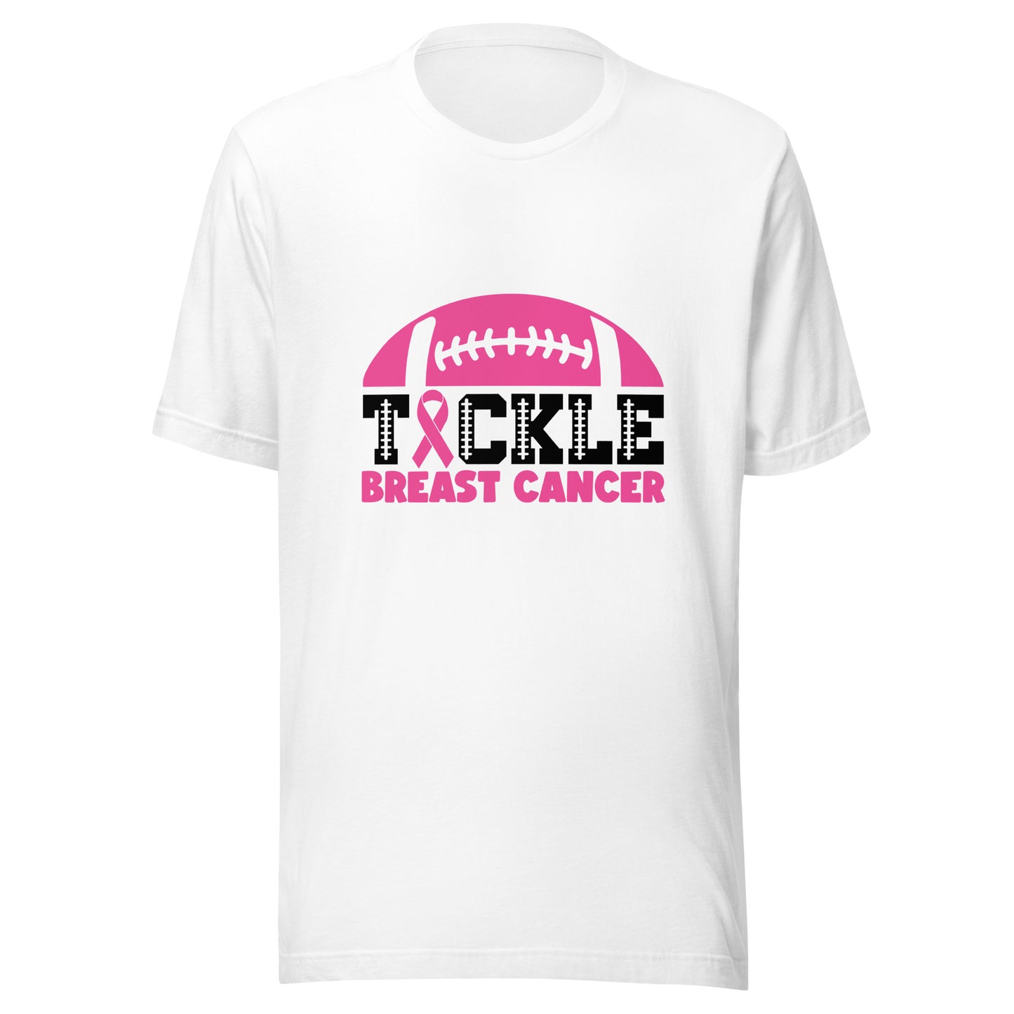 Tackle Breast Cancer Football Sport Awareness Support Pink Ribbon Unisex T-shirt