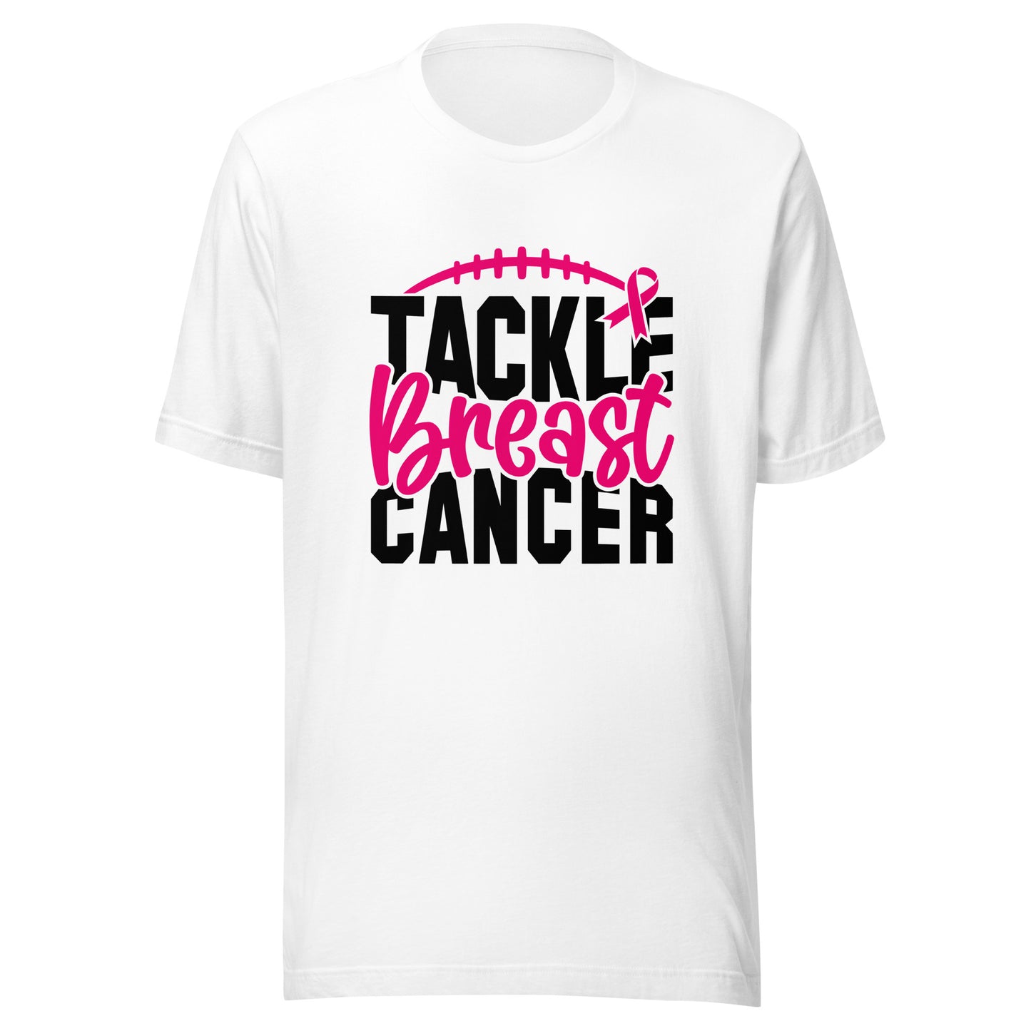 Tackle Breast Cancer Football Sport Awareness Support Pink Ribbon Unisex T-shirt