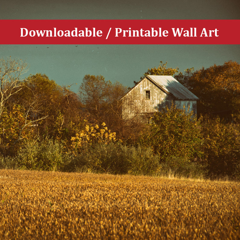 Abstract Wall Art Printable: Abandoned Barn Colorized Landscape Photo DIY Wall Decor Instant Download Print - Printable - PIPAFINEART