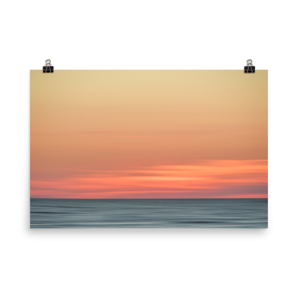 wall art sitting room, Abstract Color Blend Ocean Sunset Coastal Landscape Photo Paper Poster