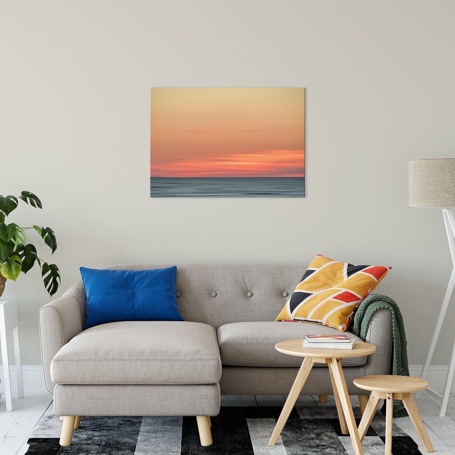 Beach Canvas Art: Abstract Color Blend Ocean Sunset Coastal Landscape Fine Art Prints 24" x 36"