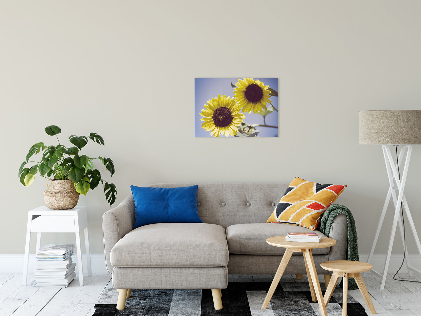 Large Floral Canvas Wall Art: Aged Sunflowers Against Sky Floral / Nature Fine Art Canvas Wall Art Prints 20" x 30" - PIPAFINEART