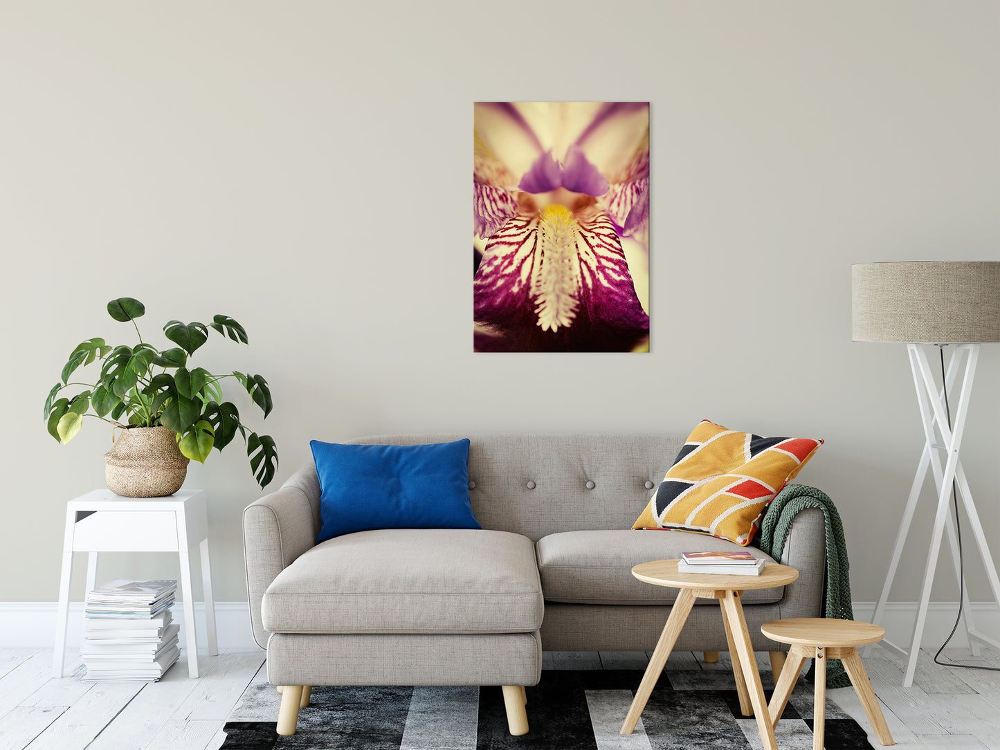 Neutral Abstract Wall Art: Antiqued Purple Iris Flower Nature / Floral Photo Fine Art Canvas Wall Art Prints 24" x 36" - PIPAFINEART