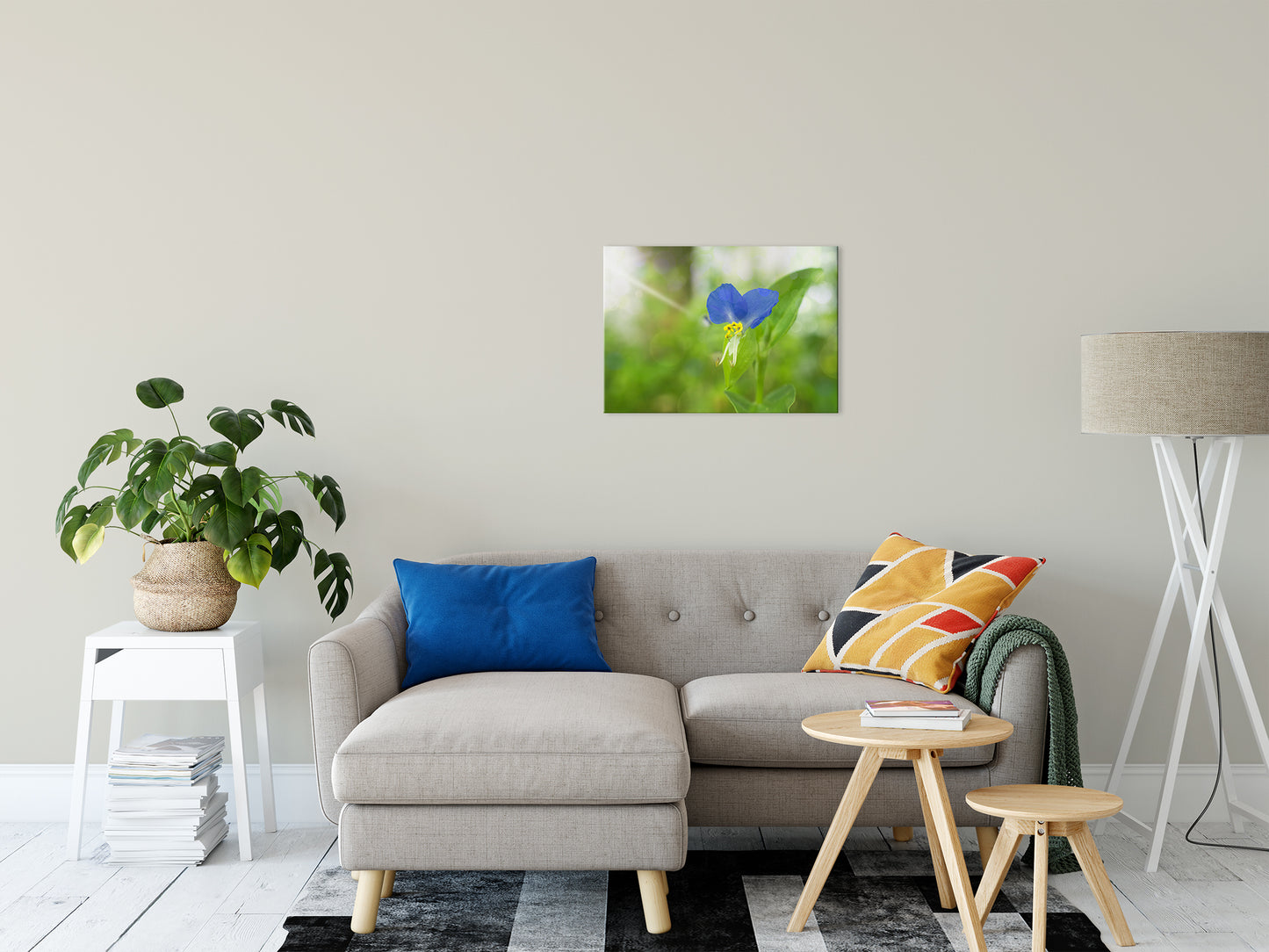 Farmhouse Botanical Prints: Blue Flower Canvas Wall Art: Asiatic Day Flower Nature / Floral Photo Fine Art Canvas Wall Art Prints 20" x 24" - PIPAFINEART