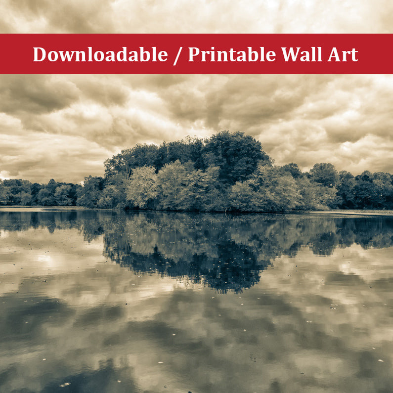 Large Rustic Canvas Wall Art: Autumn Reflections Split Tone Landscape Photo DIY Wall Decor Instant Download Print - Printable - PIPAFINEART