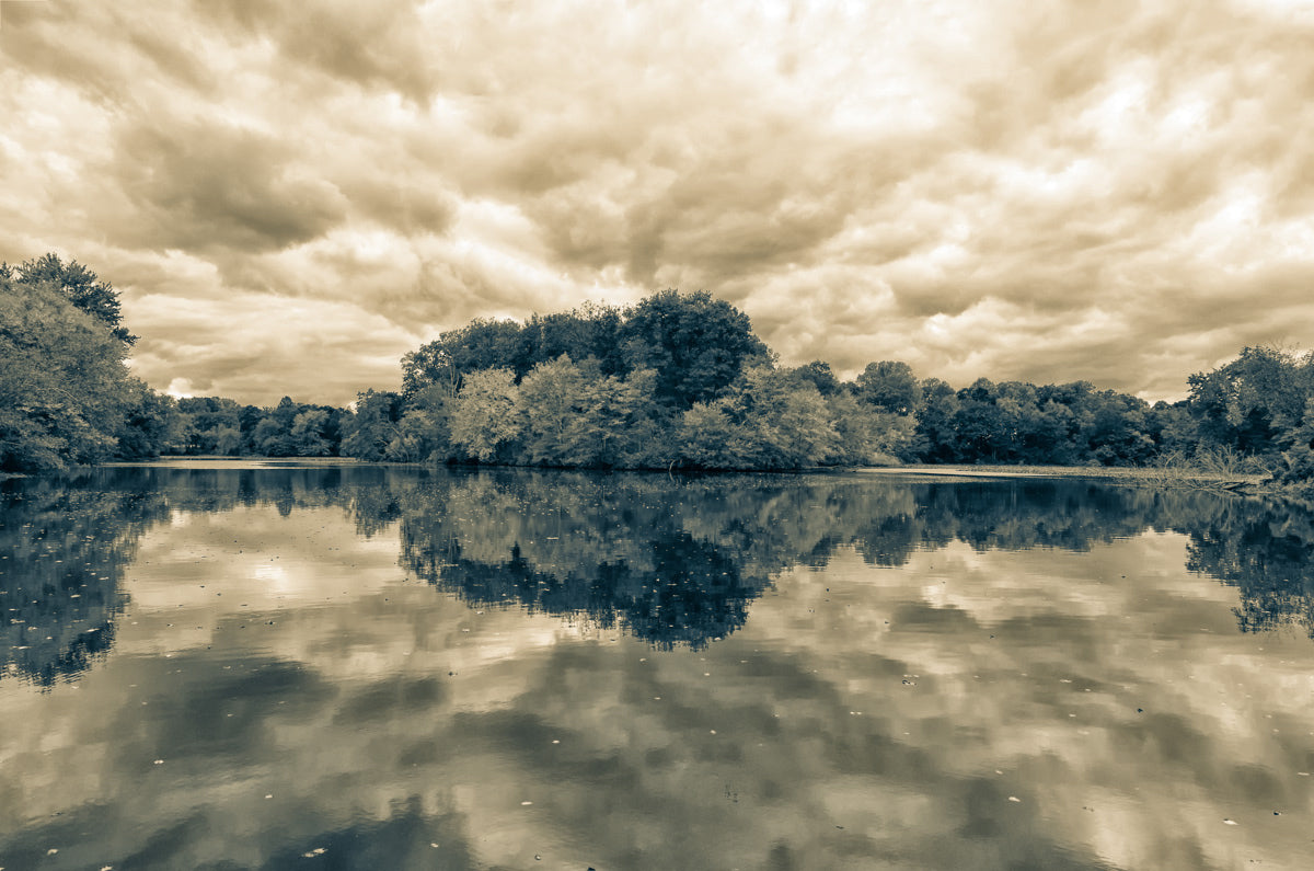 Cottage Style Wall Art: Autumn Reflections Split Toned Landscape Fine Art Canvas Wall Art Prints - PIPAFINEART