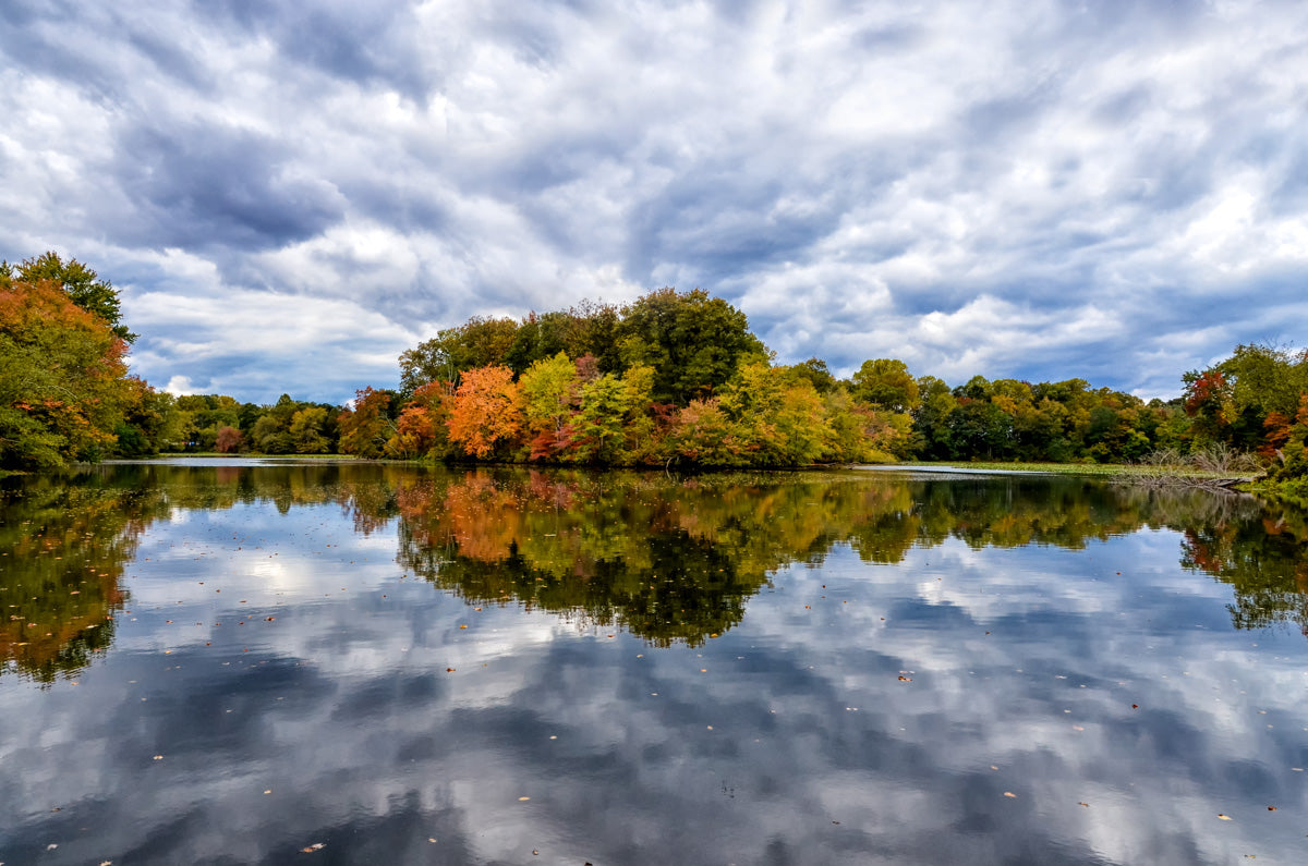 Primitive Wall Pictures: Autumn Reflections Rural Landscape Photo Fine Art Canvas Wall Art Prints - PIPAFINEART
