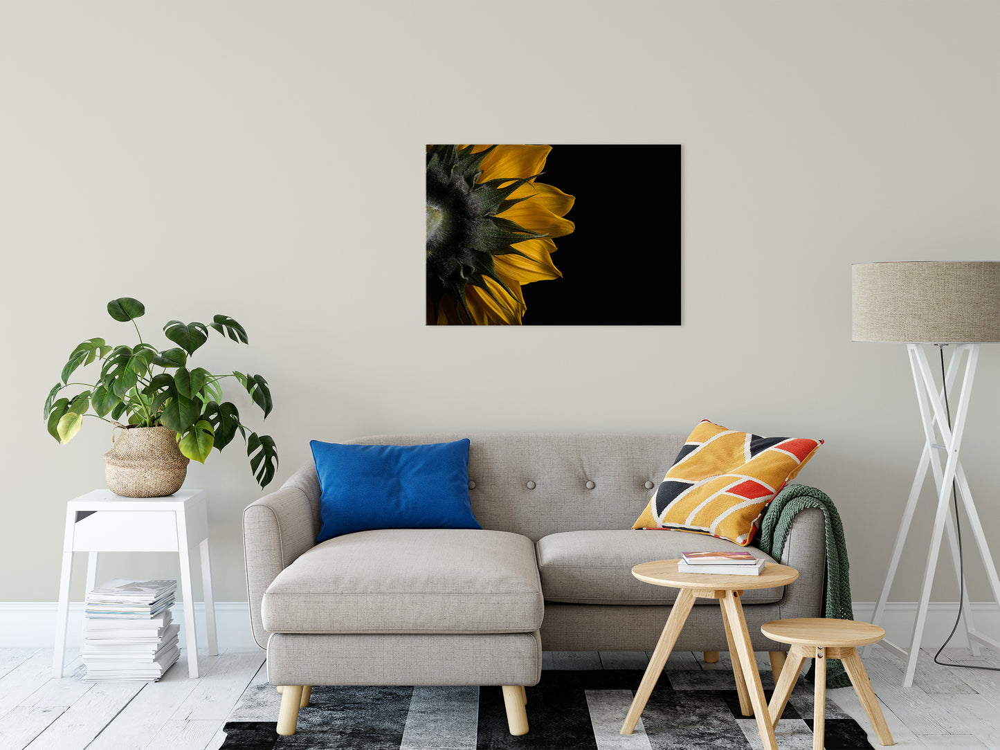 Modern Farmhouse Large Wall Art: Backside of Sunflower Nature / Floral Photo Fine Art Canvas Wall Art Prints 24" x 36" - PIPAFINEART