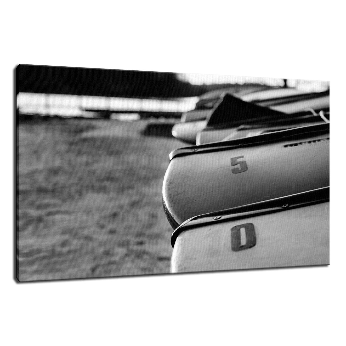 Beached Canoes Black and White Abstract Photo Fine Art Canvas & Unframed Wall Art Prints  - PIPAFINEART