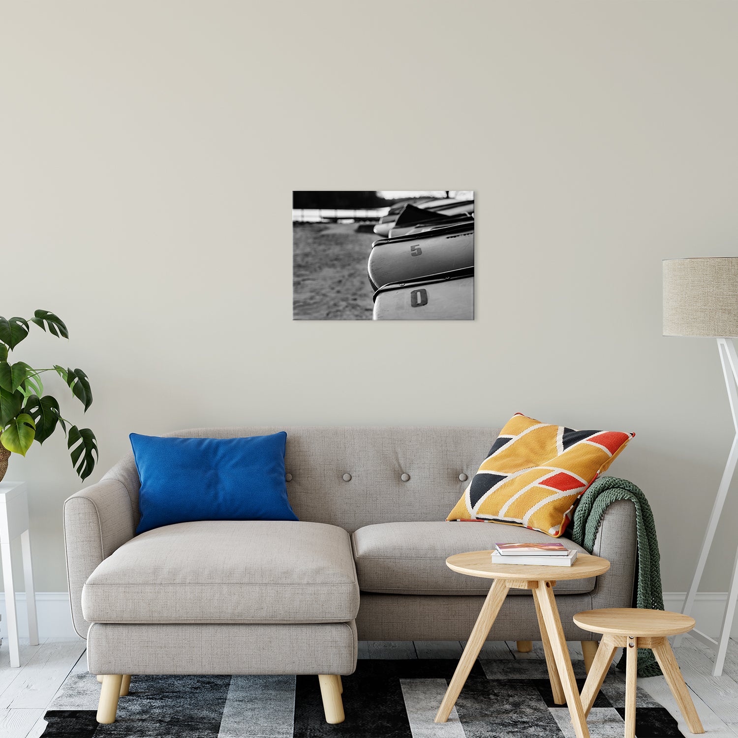 Beached Canoes Black and White Abstract Photo Fine Art Canvas & Unframed Wall Art Prints 20" x 24" / Fine Art Canvas - PIPAFINEART
