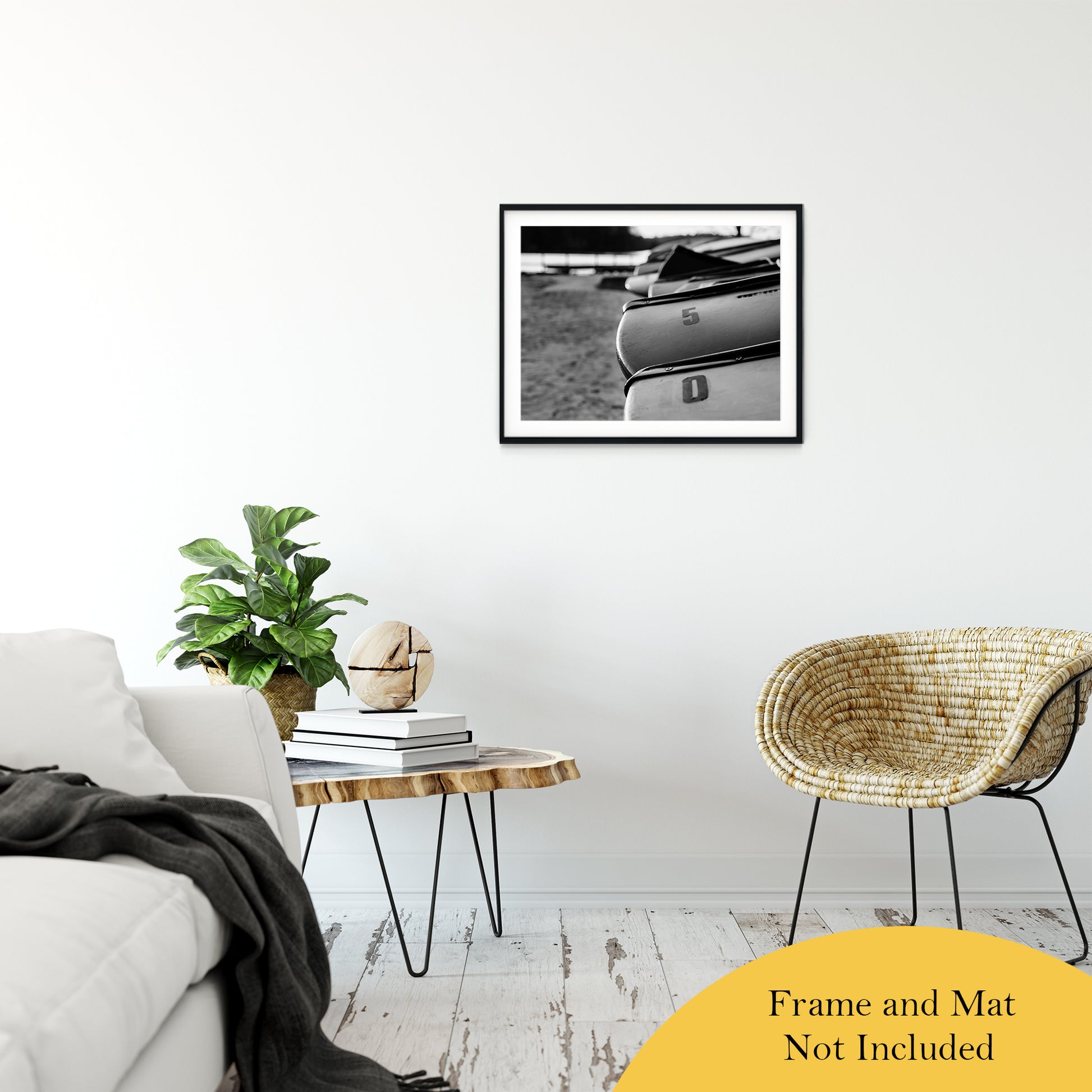 Beached Canoes Black and White Abstract Photo Fine Art Canvas & Unframed Wall Art Prints 20" x 30" / Classic Paper - Unframed - PIPAFINEART