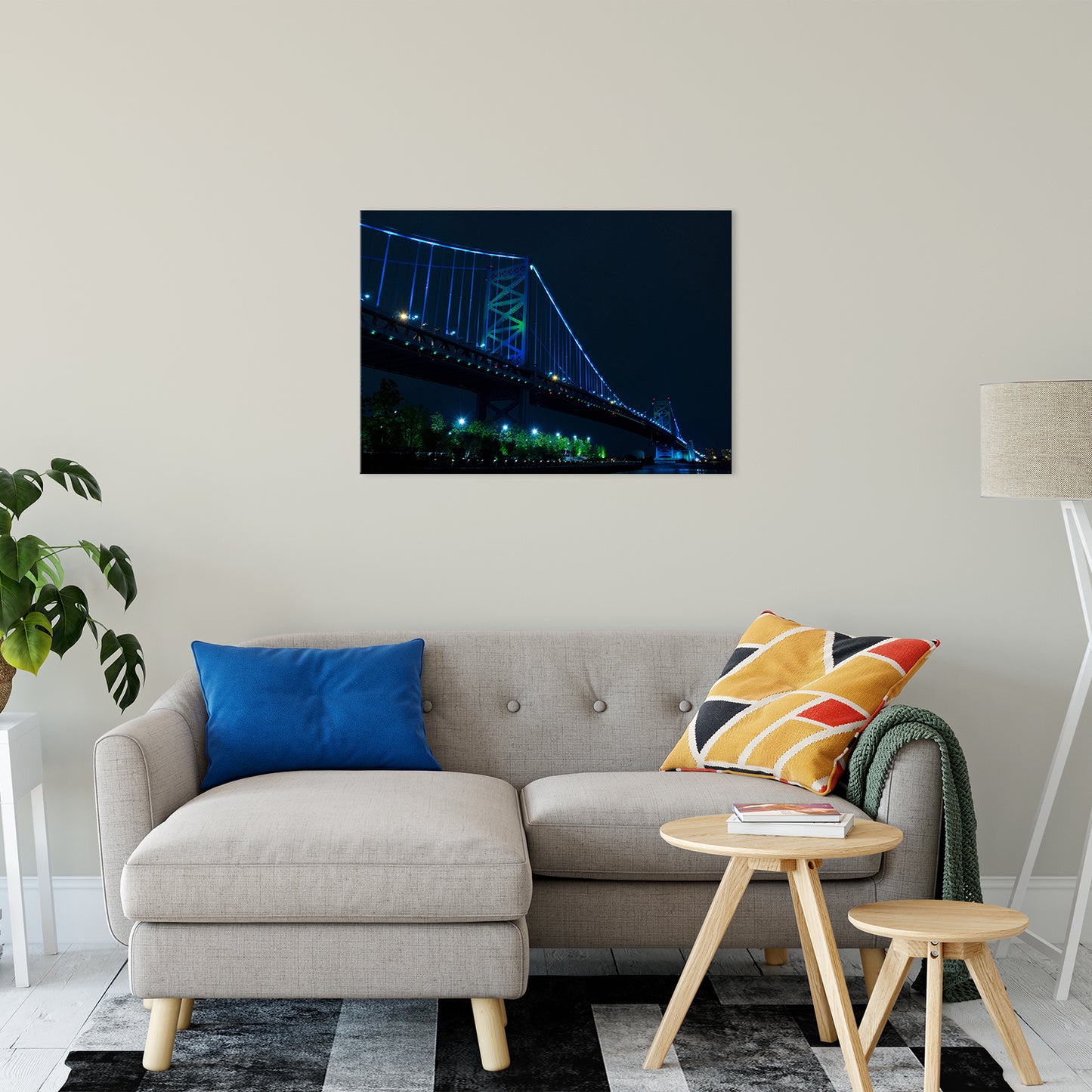 Ben Franklin Bridge Night Photo Fine Art Canvas Wall Art Prints 24" x 36" - PIPAFINEART