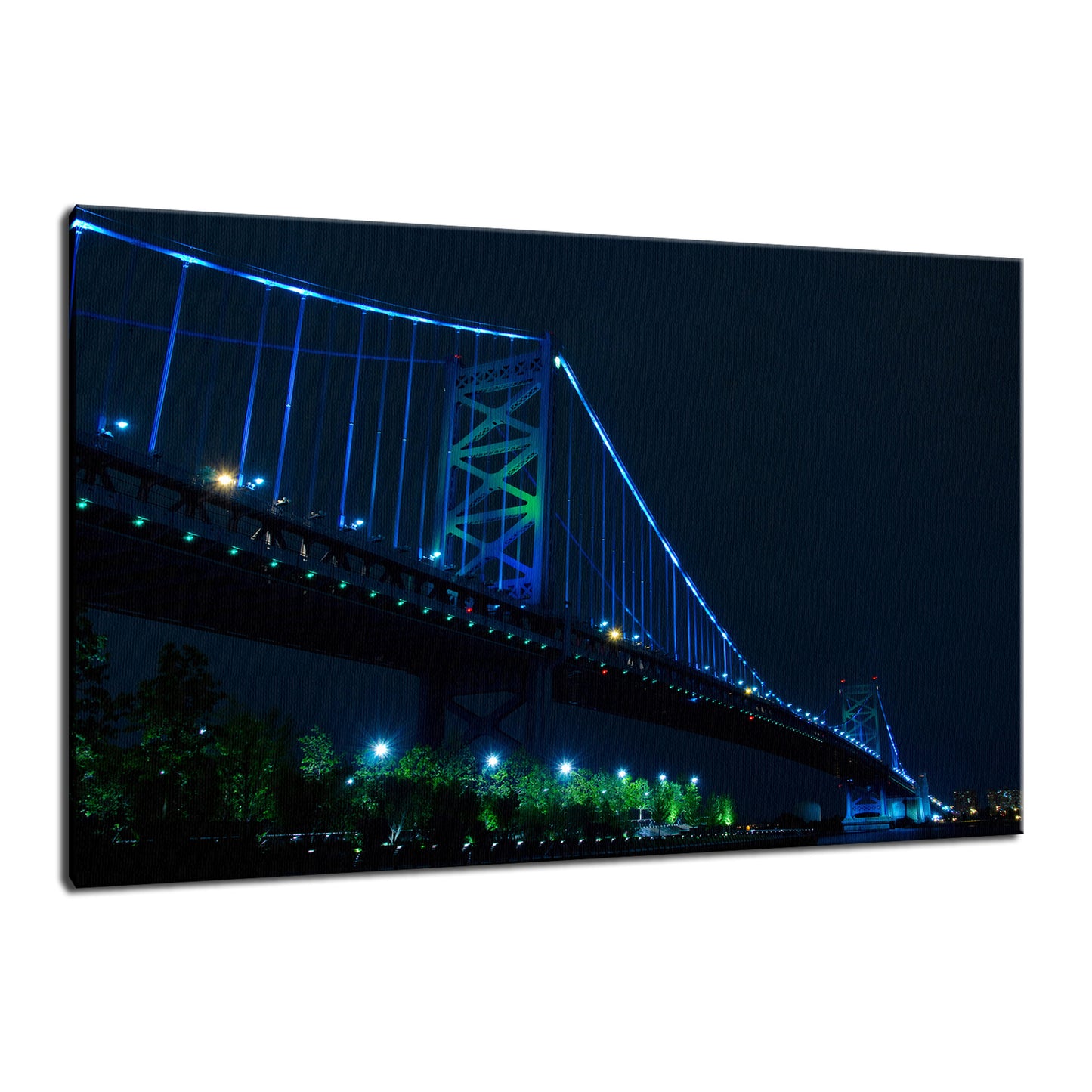 Ben Franklin Bridge Night Photo Fine Art Canvas Wall Art Prints  - PIPAFINEART