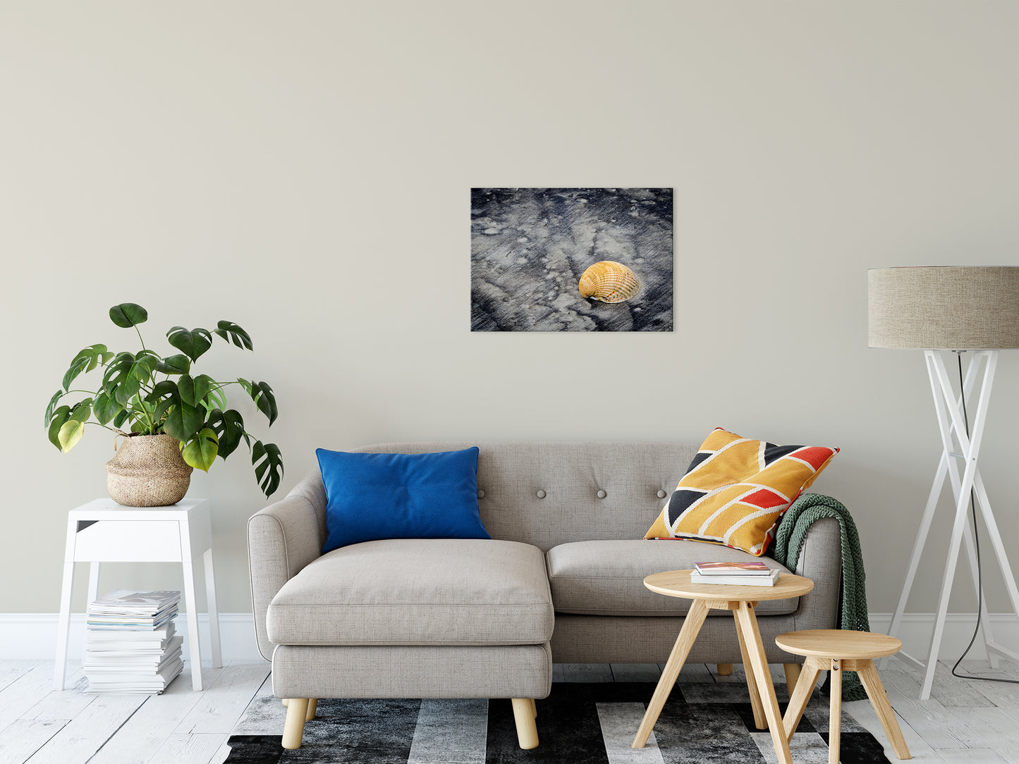 Black Sands and Seashell on the Shore Coastal Nature Photo Fine Art Canvas Wall Art Prints 20" x 30" - PIPAFINEART