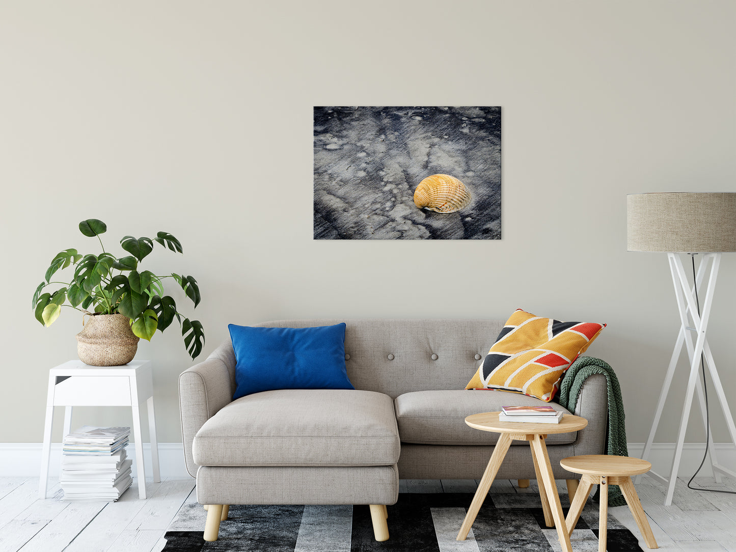 Black Sands and Seashell on the Shore Coastal Nature Photo Fine Art Canvas Wall Art Prints 24" x 36" - PIPAFINEART