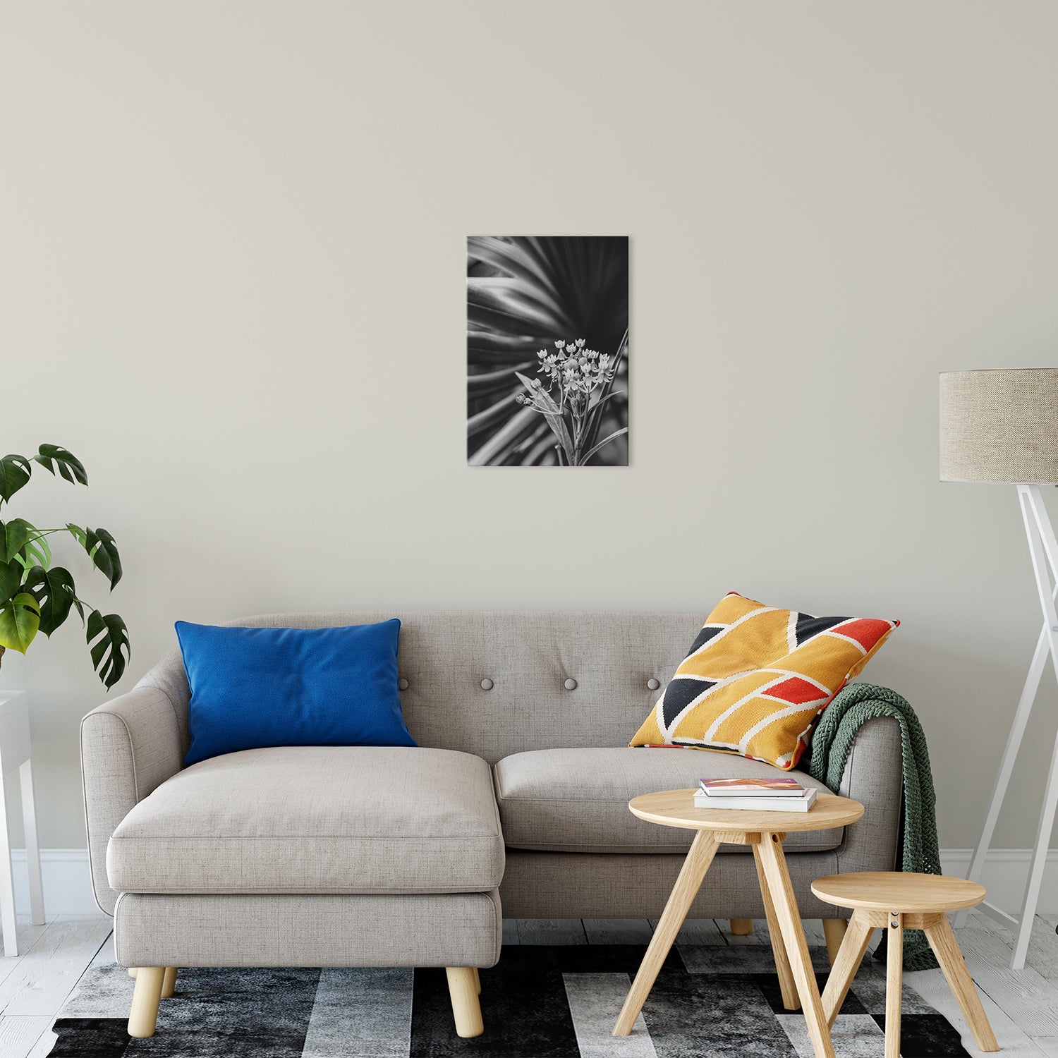 Bloodflowers & Palm Black & White Floral Photo Fine Art Canvas Wall Art Prints 16" x 20" - PIPAFINEART