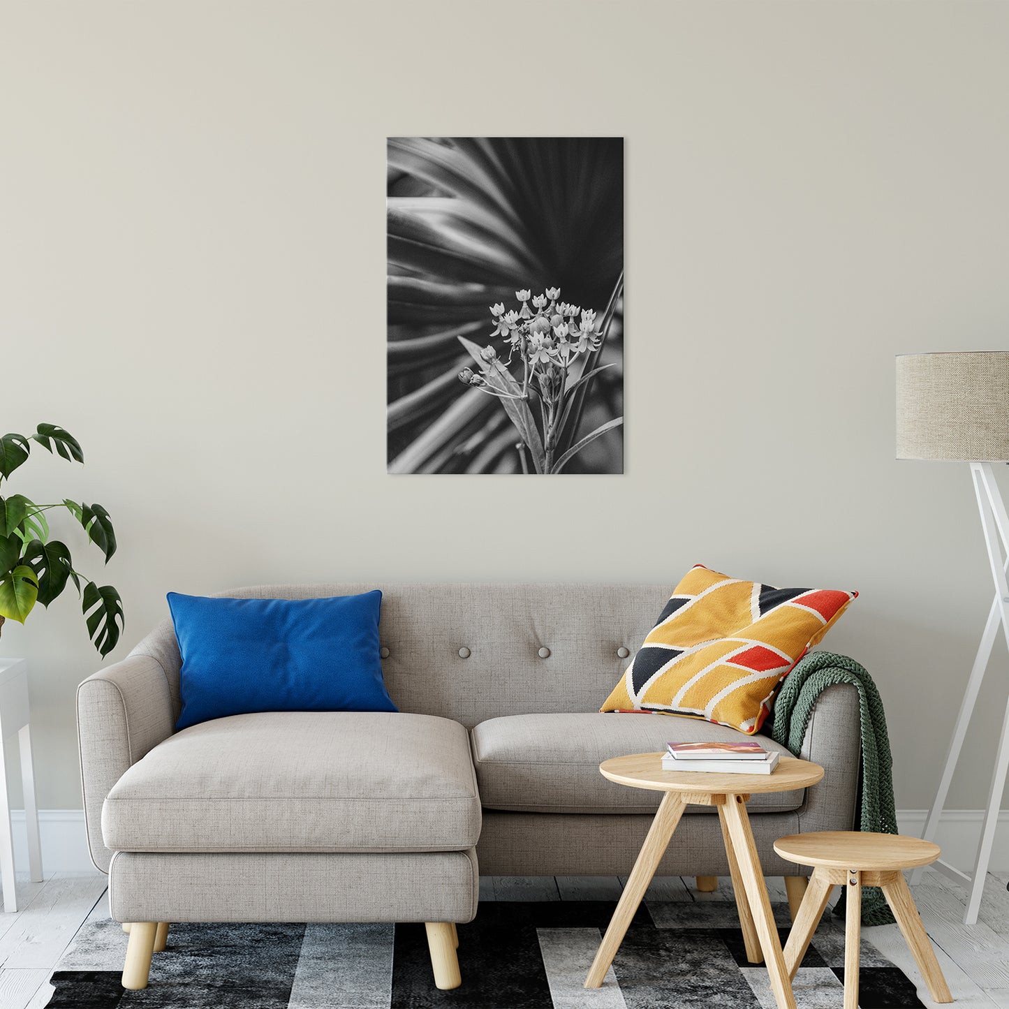 Bloodflowers & Palm Black & White Floral Photo Fine Art Canvas Wall Art Prints 24" x 36" - PIPAFINEART