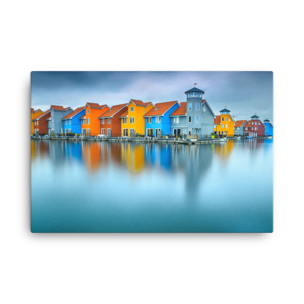Blue Morning at Waters Edge Coastal Landscape Canvas Wall Art Prints