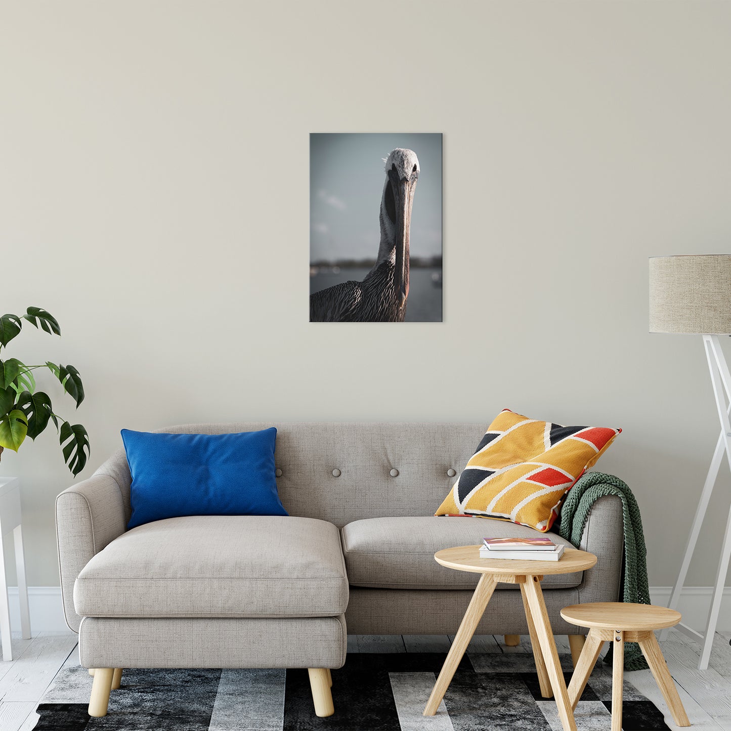 Bob The Pelican Colorized Wildlife Photograph Fine Art Canvas & Unframed Wall Art Prints 20" x 24" / Canvas Fine Art - PIPAFINEART
