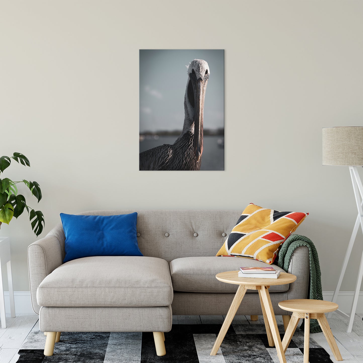 Bob The Pelican Colorized Wildlife Photograph Fine Art Canvas & Unframed Wall Art Prints 24" x 36" / Canvas Fine Art - PIPAFINEART