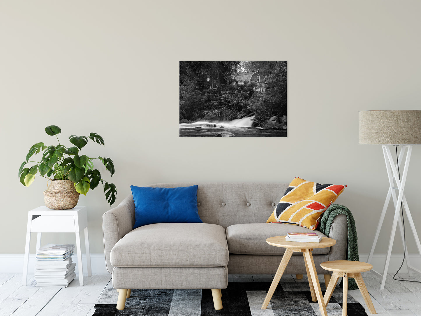 The Brandywine River and First Presbyterian Church Black & White Fine Art Wall Art Prints 24" x 36" - PIPAFINEART