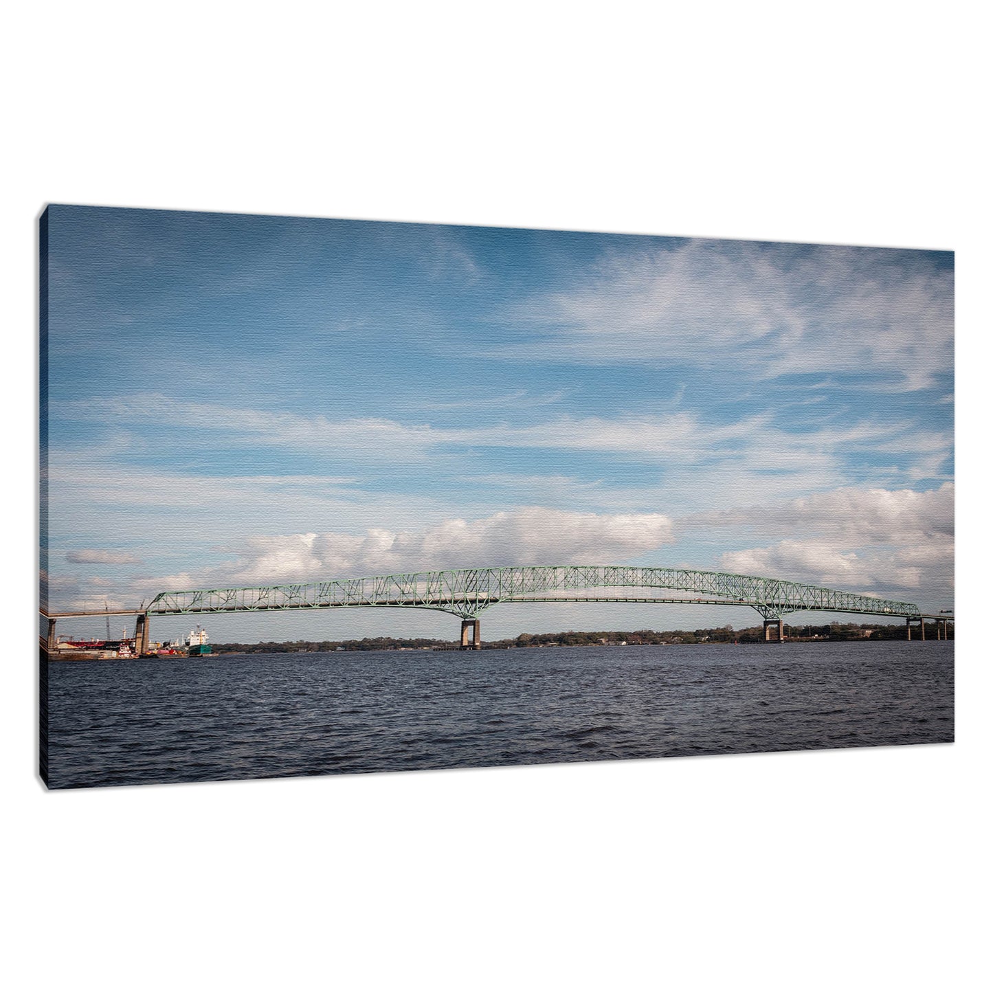 Urban Industrial Wall Decor: Bridges of Jacksonville Florida 2 Landscape Photo Fine Art Canvas Wall Art Print