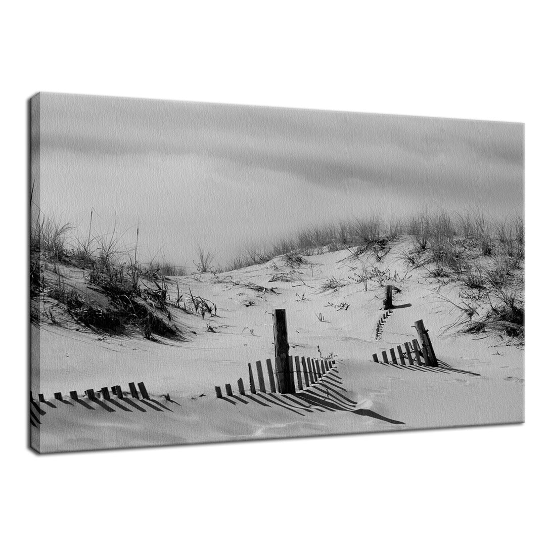 Buried Fences Black & White Landscape Photo Fine Art Canvas Wall Art Prints - PIPAFINEART
