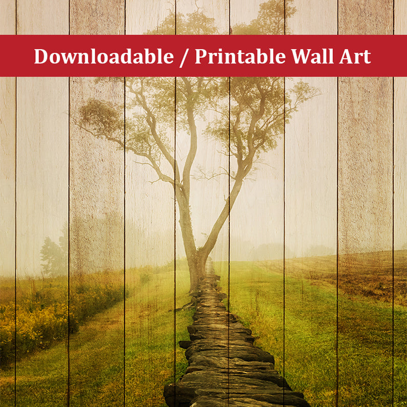 Faux Wood Calming Morning Landscape Photo DIY Wall Decor Instant Download Print - Printable - PIPAFINEART