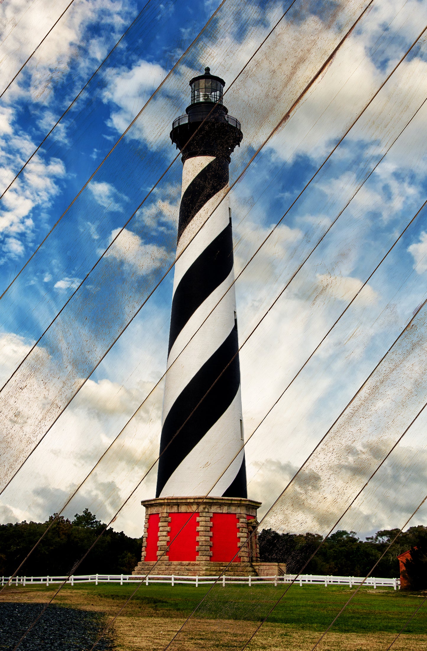 Cape Hatteras Lighthouse Faux Wood Panels Landscape Photo DIY Wall Decor Instant Download Print - Printable - PIPAFINEART