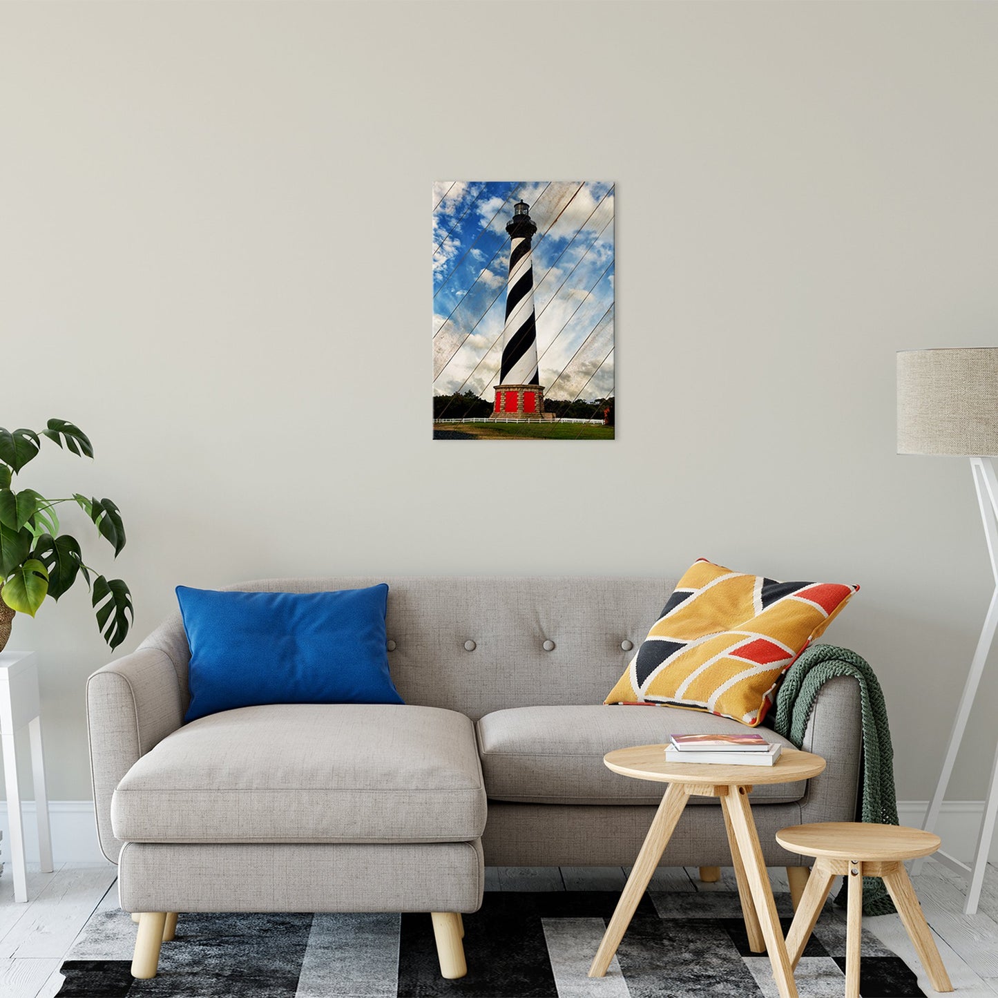 Cape Hatteras Lighthouse Landscape Photo Faux Wood Panels Fine Art Canvas Wall Art Prints 20" x 24" - PIPAFINEART