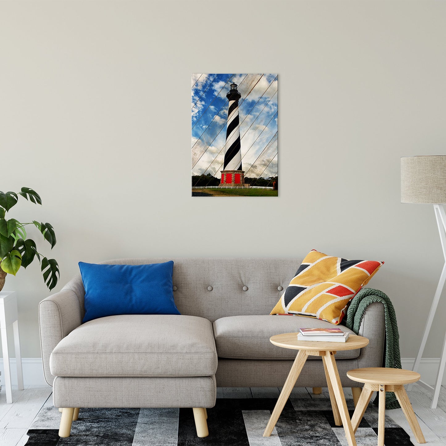 Cape Hatteras Lighthouse Landscape Photo Faux Wood Panels Fine Art Canvas Wall Art Prints 20" x 30" - PIPAFINEART