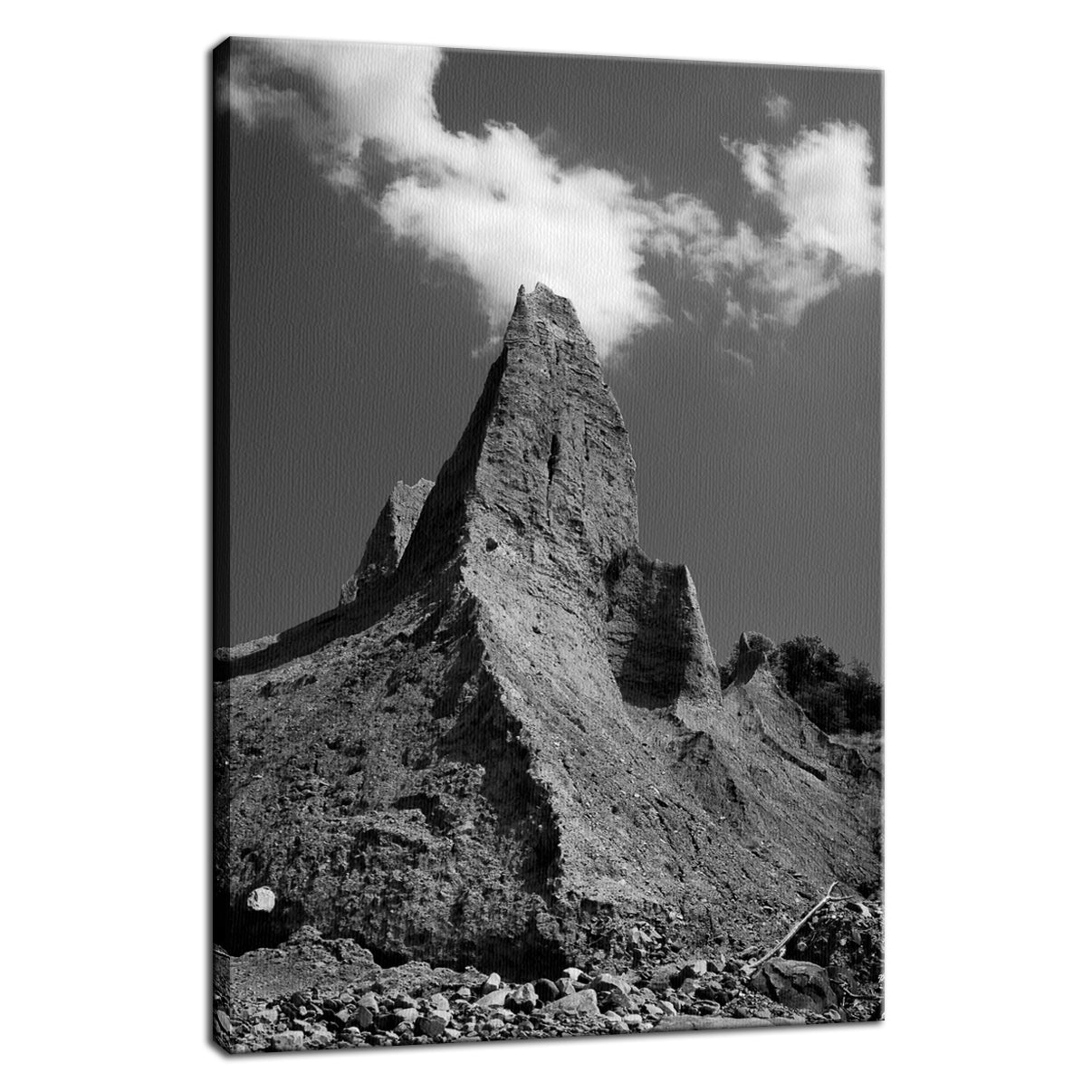 Chimney Bluff Black and White Landscape Fine Art Canvas Wall Art Prints - PIPAFINEART