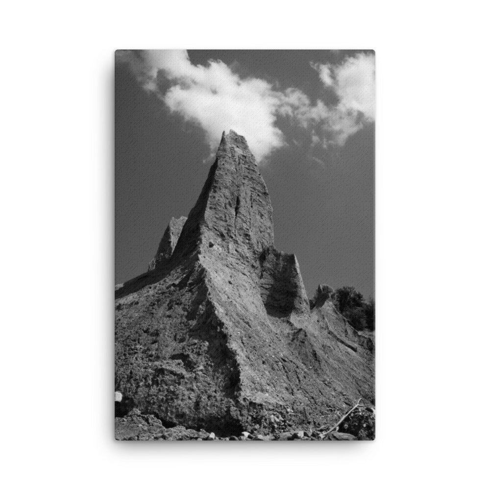 Chimney Bluff in Black and White Rural Landscape Canvas Wall Art Prints