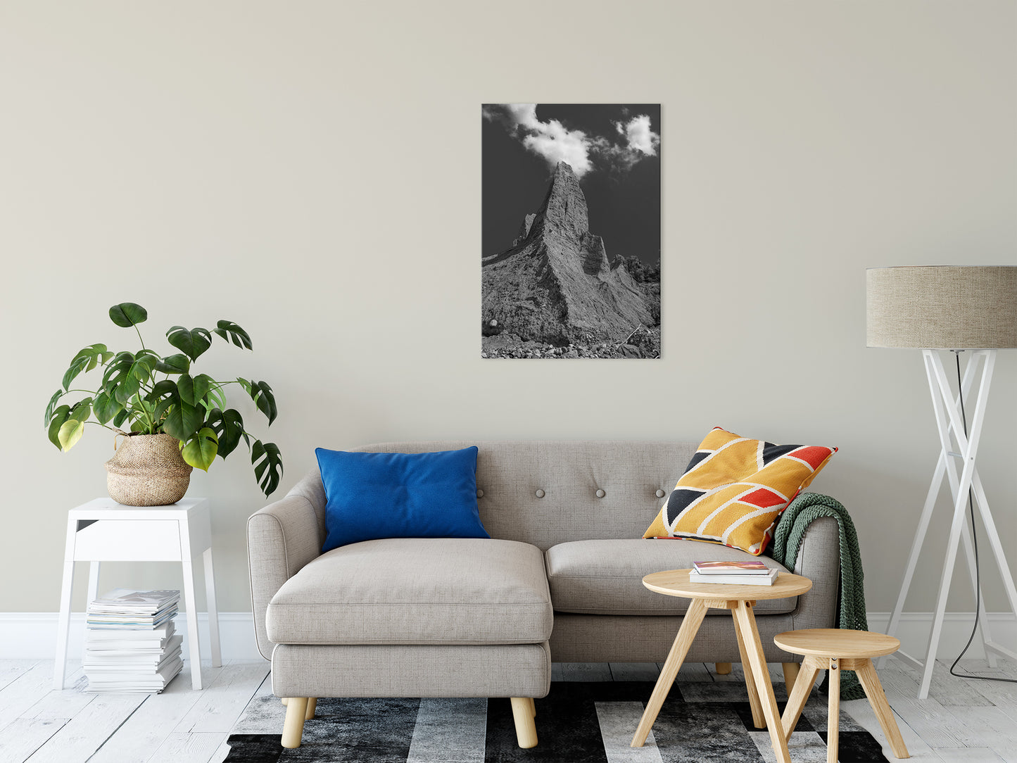Chimney Bluff Black and White Landscape Fine Art Canvas Wall Art Prints 24" x 36" - PIPAFINEART