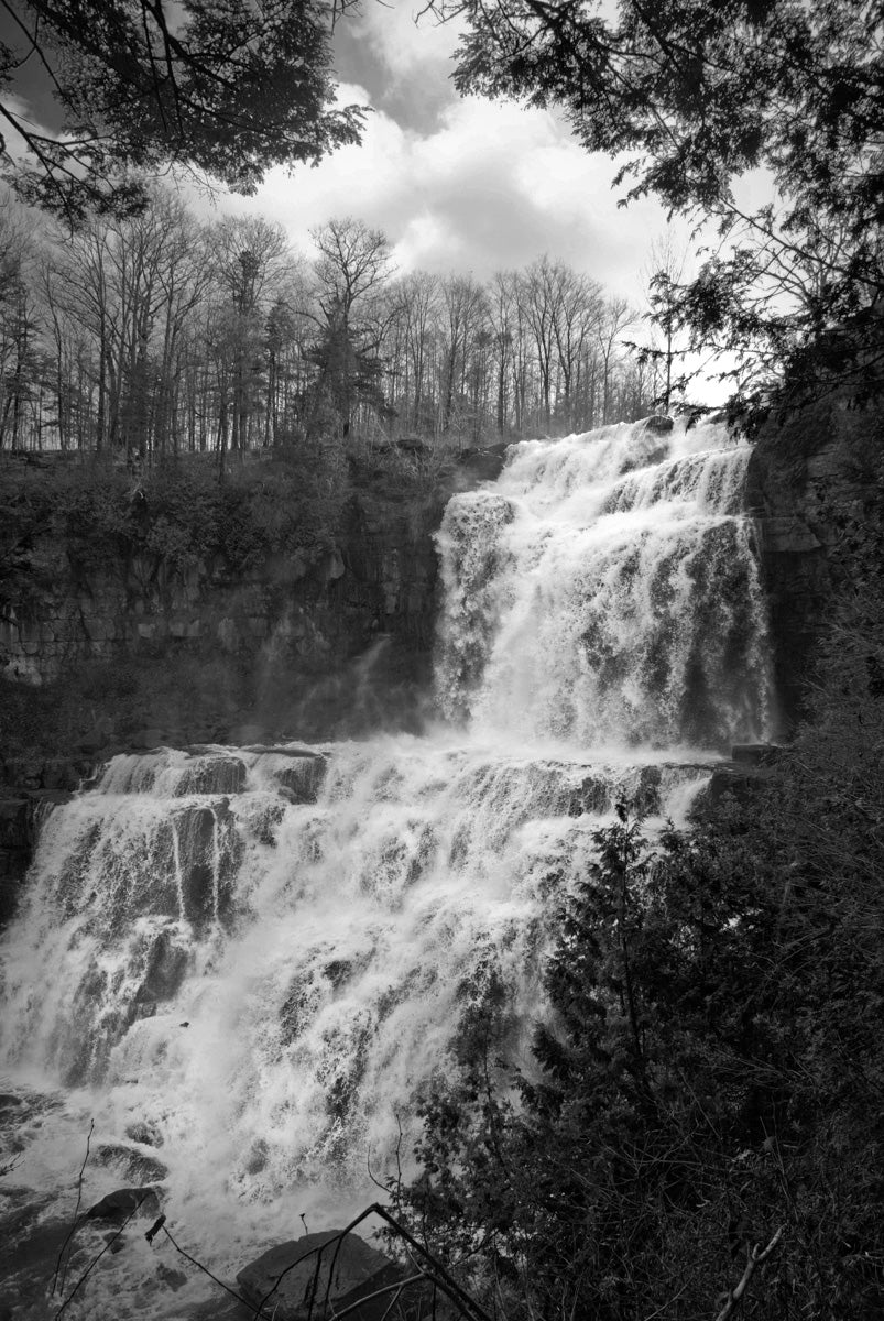 Chittenango Waterfall in Black and White Fine Art Canvas Wall Art Prints - PIPAFINEART