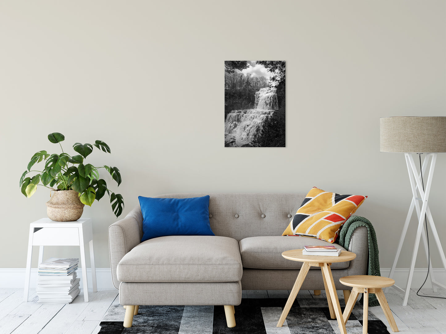 Chittenango Waterfall in Black and White Fine Art Canvas Wall Art Prints 20" x 24" - PIPAFINEART