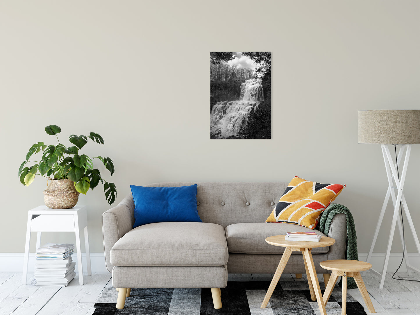 Chittenango Waterfall in Black and White Fine Art Canvas Wall Art Prints 20" x 30" - PIPAFINEART