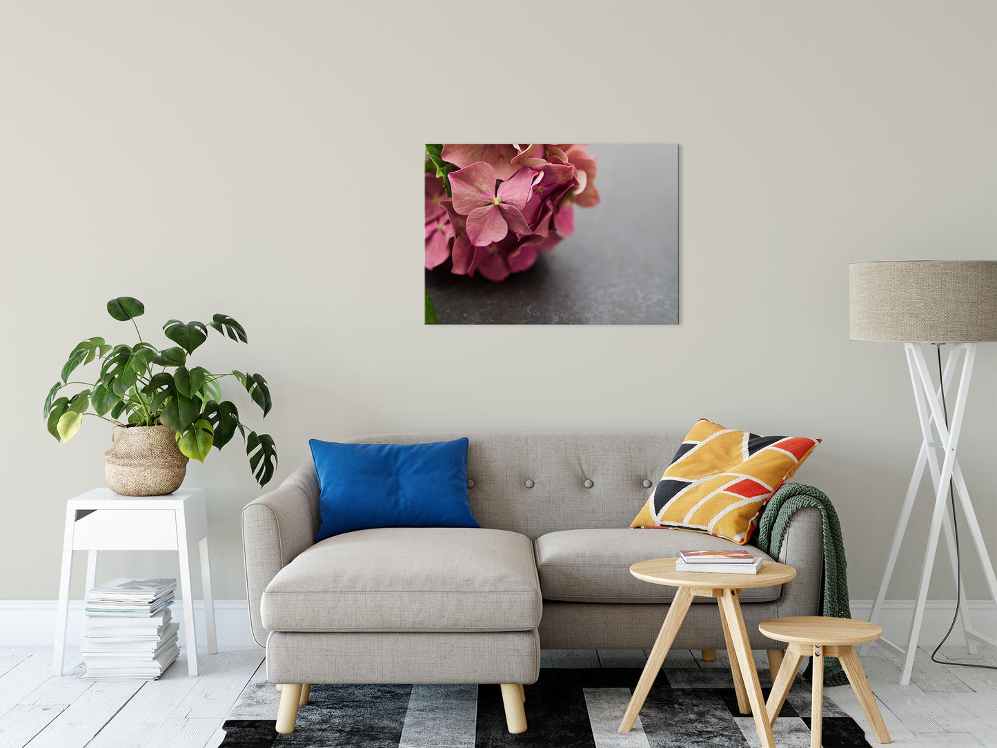 Close-Up Hydrangea on Slate Nature / Floral Photo Fine Art Canvas Wall Art Prints 24" x 36" - PIPAFINEART