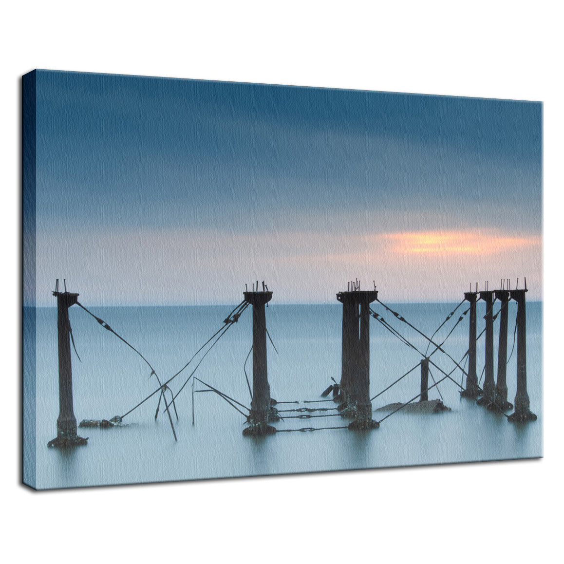 Cloudy Sunrise at Port Mahon Lighthouse Ruins Landscape Fine Art Canvas Wall Art Prints - PIPAFINEART