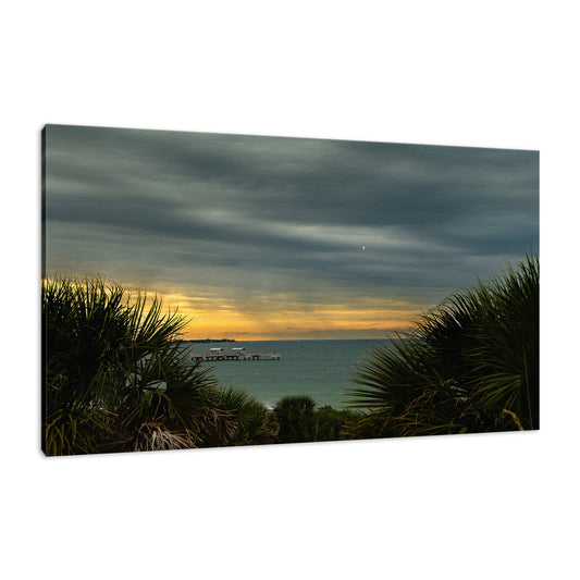Cloudy Rainy Sunset De Soto Beach Coastal Landscape Fine Art Canvas Wall Art Prints  - PIPAFINEART
