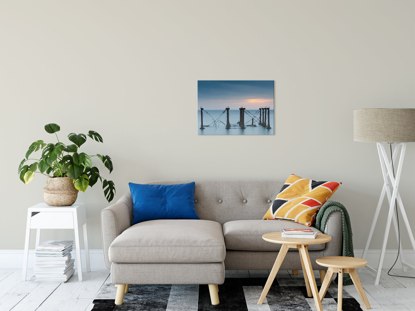 Cloudy Sunrise at Port Mahon Lighthouse Ruins Landscape Fine Art Canvas Wall Art Prints 20" x 24" - PIPAFINEART