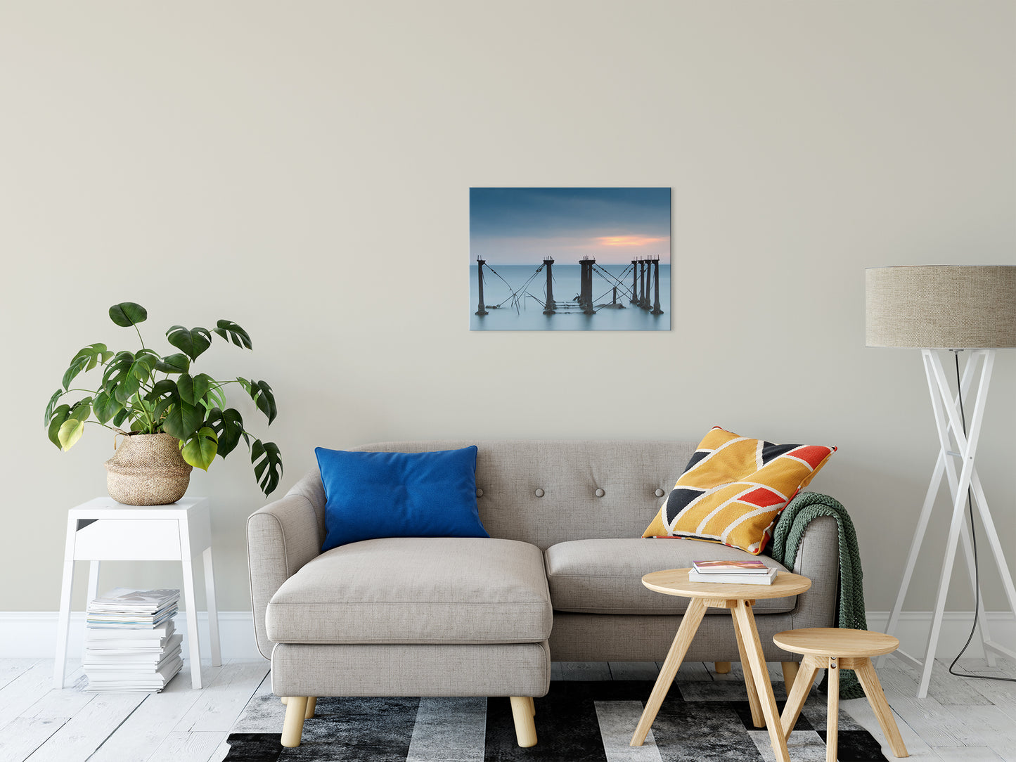 Cloudy Sunrise at Port Mahon Lighthouse Ruins Landscape Fine Art Canvas Wall Art Prints 20" x 30" - PIPAFINEART