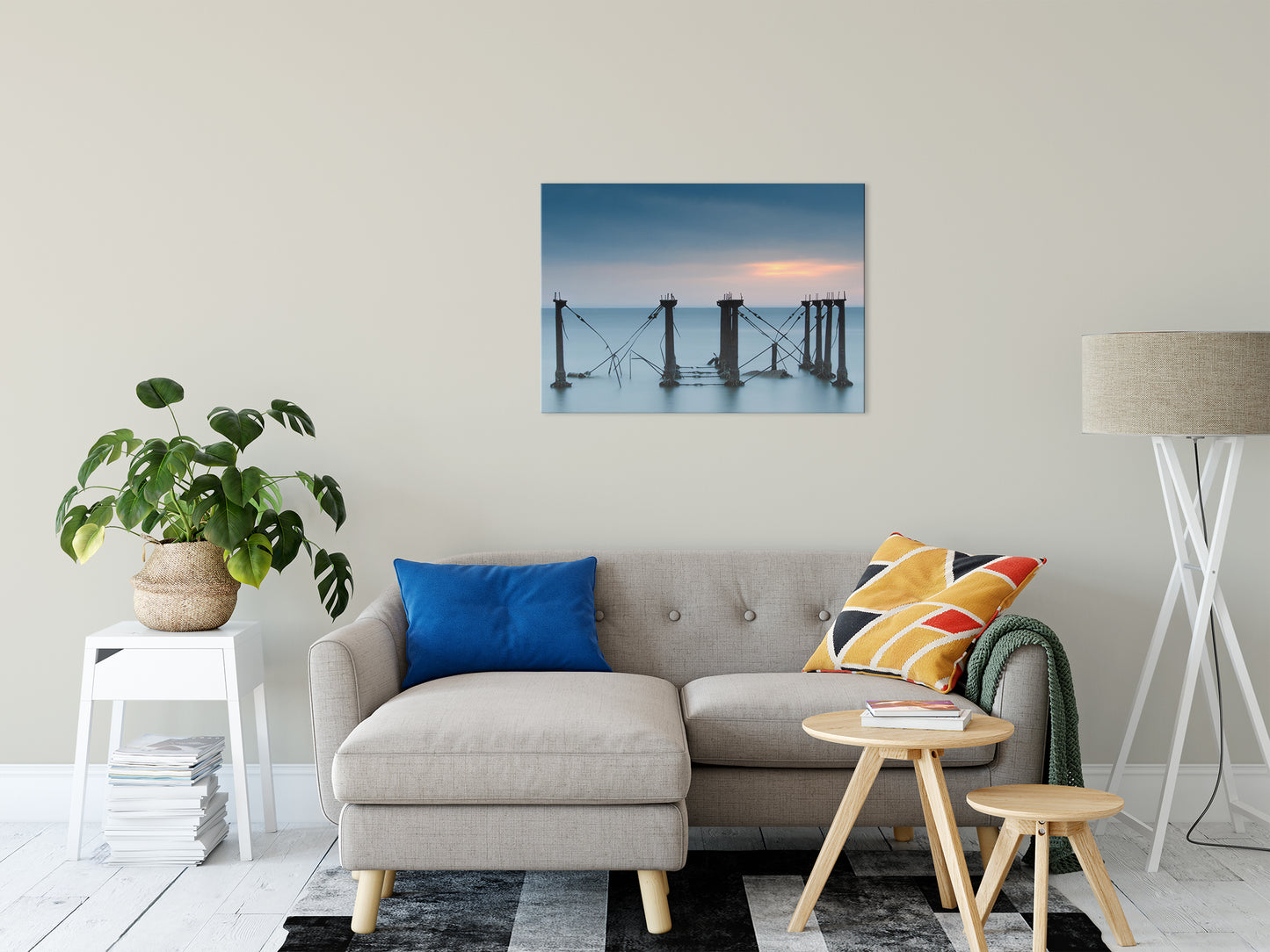 Cloudy Sunrise at Port Mahon Lighthouse Ruins Landscape Fine Art Canvas Wall Art Prints 24" x 36" - PIPAFINEART