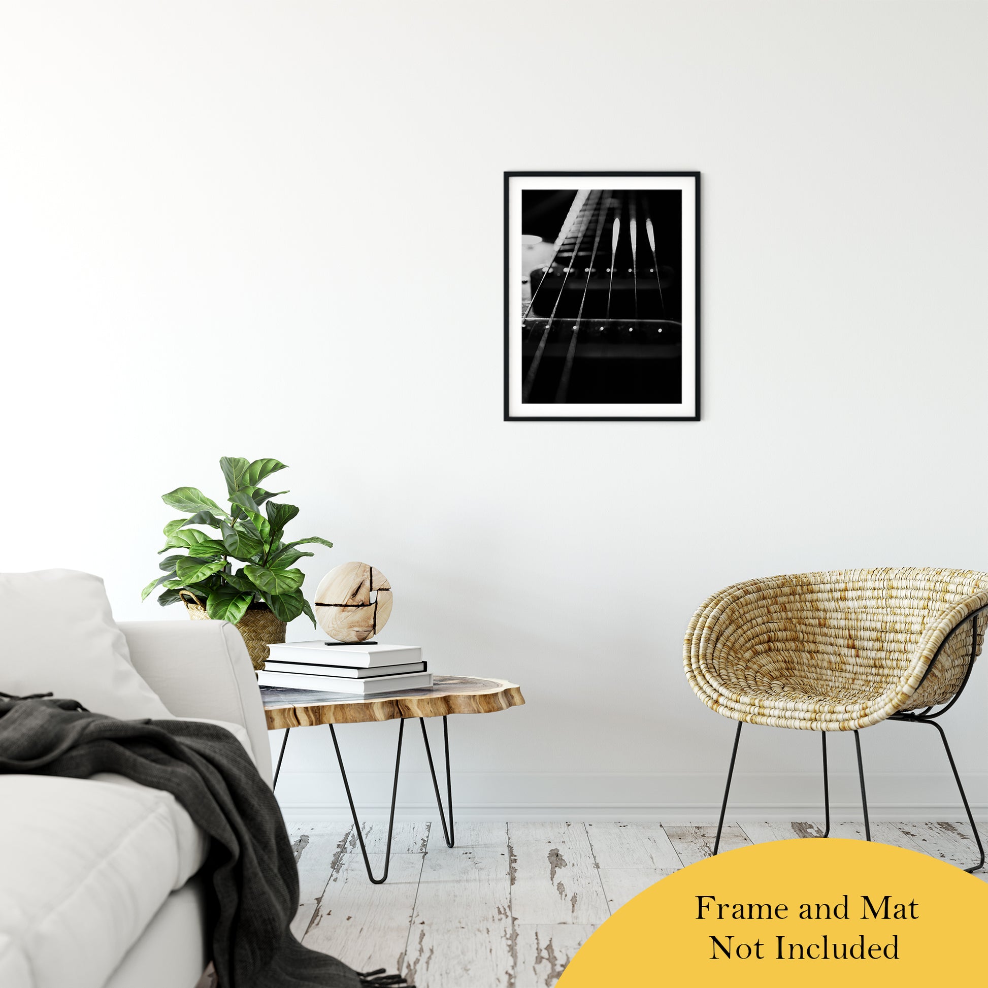 Guitar Cords Low Key Black and White Abstract Photo Fine Art Canvas & Unframed Wall Art Prints 20" x 24" / Classic Paper - Unframed - PIPAFINEART