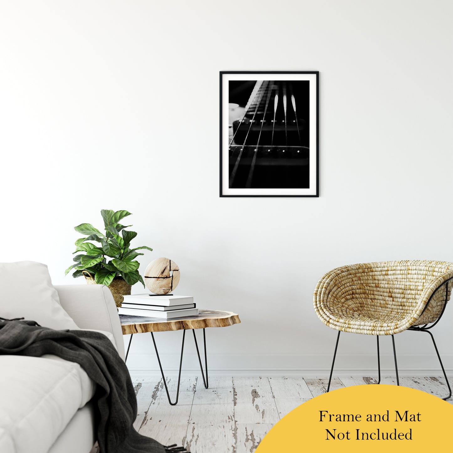 Guitar Cords Low Key Black and White Abstract Photo Fine Art Canvas & Unframed Wall Art Prints 20" x 30" / Classic Paper - Unframed - PIPAFINEART