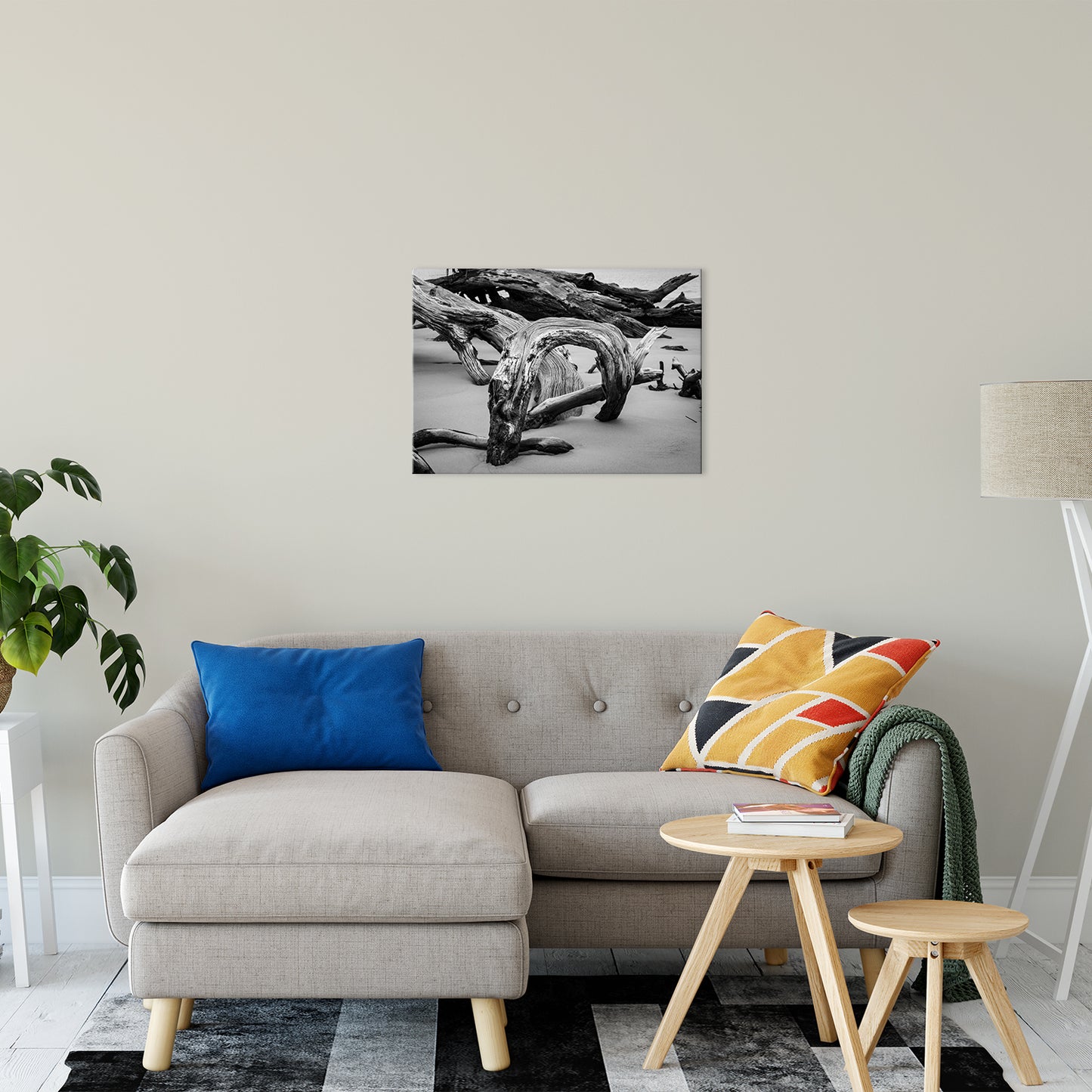 Black And White Seaside Prints: Dead Tree Boneyard Beach Florida 5 Black and White Rustic Landscape Photo
