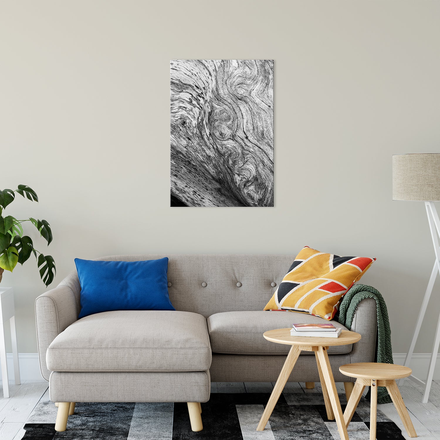 Country Kitchen Art Prints: Dead Tree Boneyard Beach Florida Texture Close-up 5 Black and White Fine Art Canvas Wall Art Print