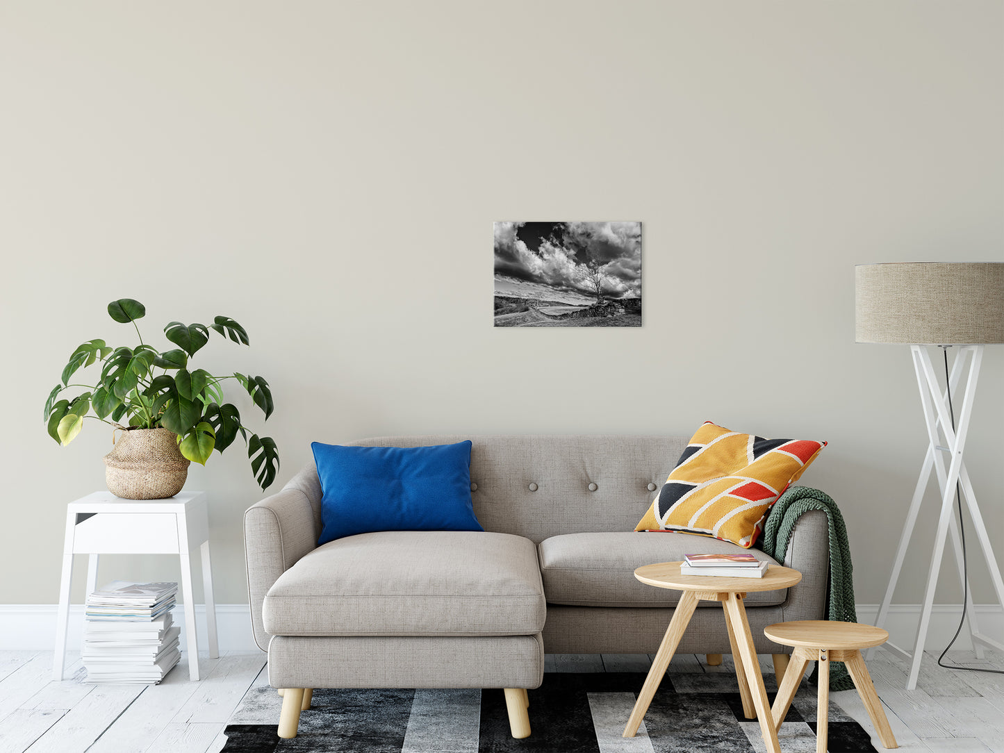 Dead Tree and Stone Wall in Black and White Fine Art Canvas Wall Art Prints 16" x 20" - PIPAFINEART
