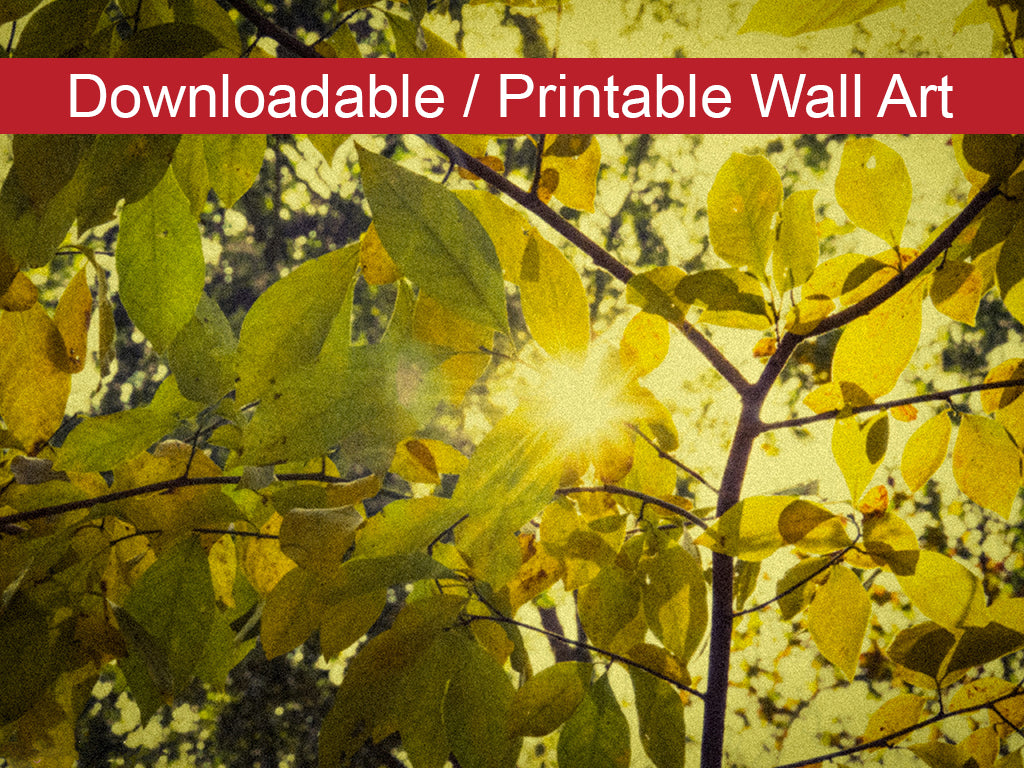 Wall Printable Art: Aged Golden Leaves Botanical Nature Photo DIY Wall Decor Instant Download Print - Printable - PIPAFINEART